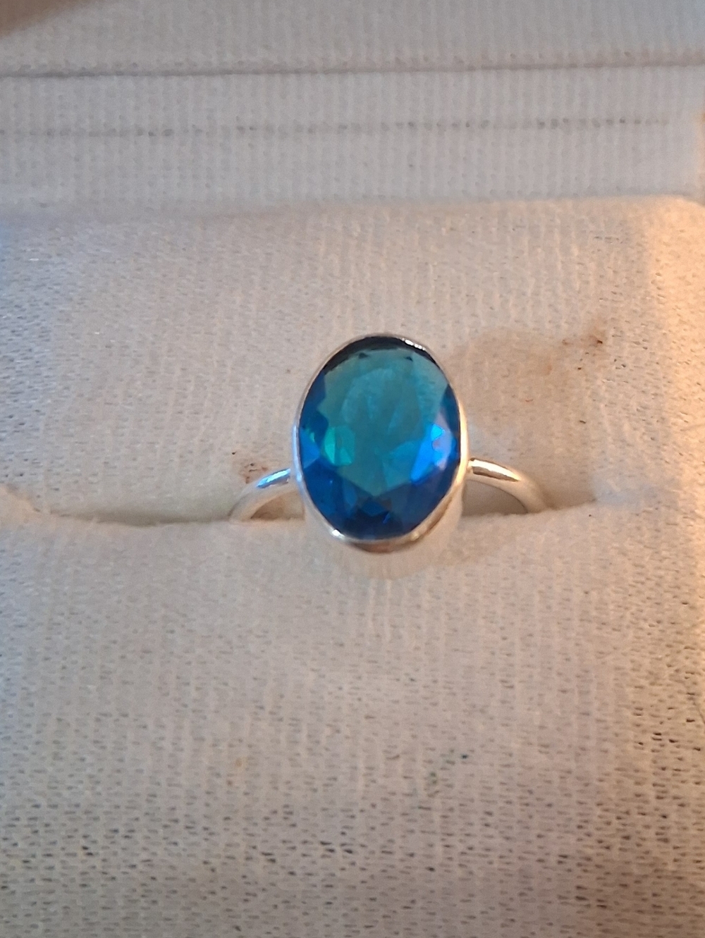 Oval London Blue Topaz Gemstone Ring in Sterling Setting - Picture 2 of 3